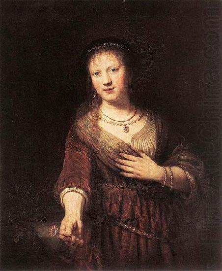 Rembrandt van rijn Portrait of Saskia with a Flower china oil painting image